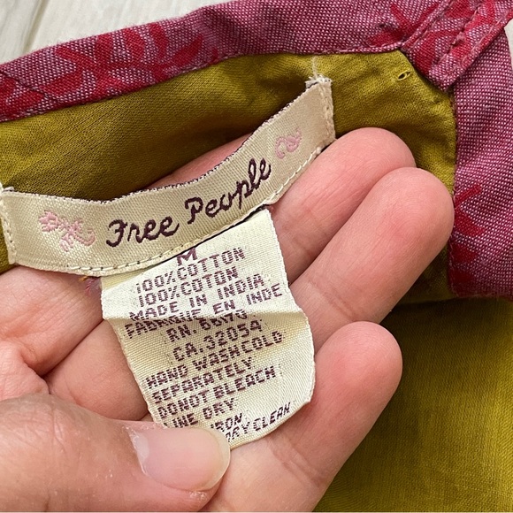 Free People Top cotton embroidered patchwork crop tank womens Red medium boho - Picture 2 of 6